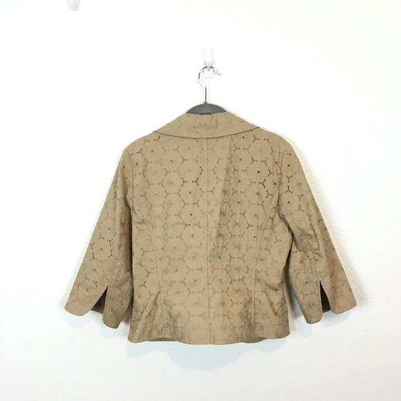 Classiques Entier Blazer Eyelet Cropped Jacket Medium Tan Beige Women 90s - Picture 4 of 14